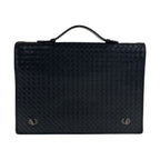 Bottega Veneta Intrecciato Black Gunmetal Hardware Leather