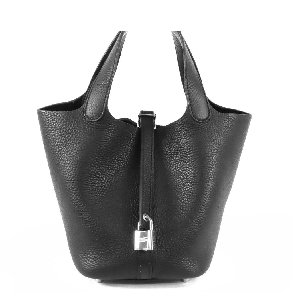 Hermes Picotin Lock 18 PM Black Silver Taurillon Handbag