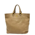 Prada Tote Logo Nylon Leather Beige