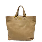 Prada Tote Logo Nylon Leather Beige