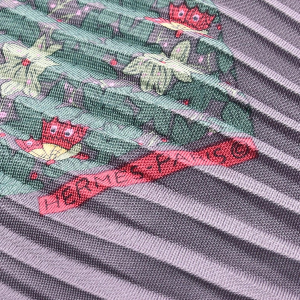 Hermes Scarf Petit Carre Pleated Silk Gray Green Multicolor — view 2