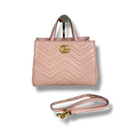 Gucci 2-Way Shoulder Bag Handbag GG Marmont Pink Leather Quilting