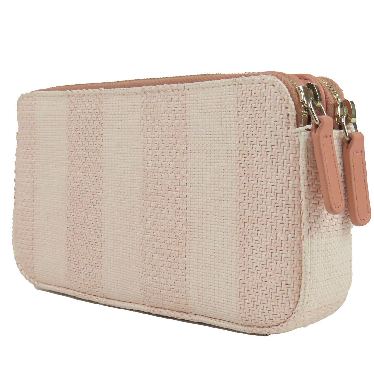 Chanel Deauville Chain Wallet Salmon Pink Gold Canvas Leather Shoulder Bag — view 2