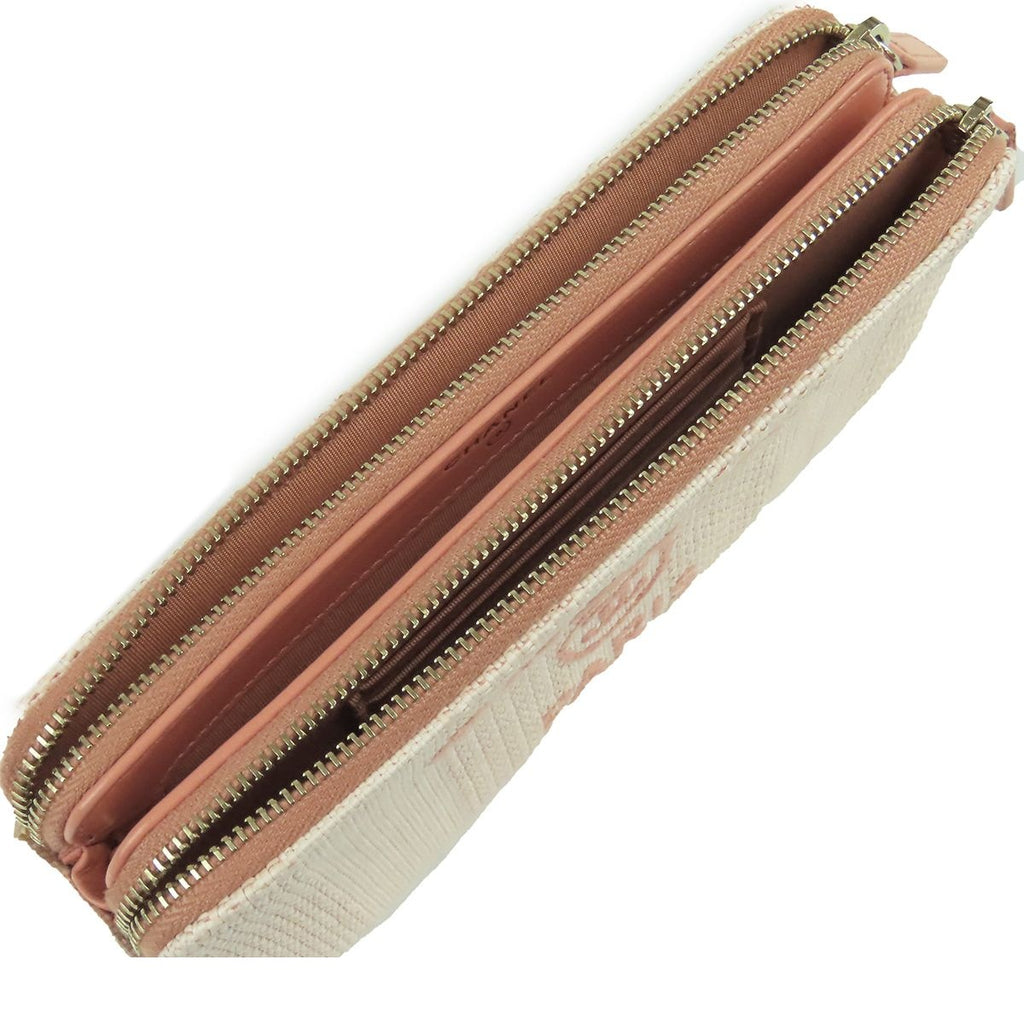 Chanel Deauville Chain Wallet Salmon Pink Gold Canvas Leather Shoulder Bag — view 5