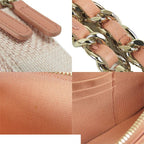 Chanel Deauville Chain Wallet Salmon Pink Gold Canvas Leather Shoulder Bag — view 8