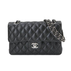 Chanel Quilted 23 Chain Shoulder Bag Lambskin Black Silver