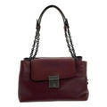 Bottega Veneta Leather Chain Handle Flap Tote Bag Burgundy