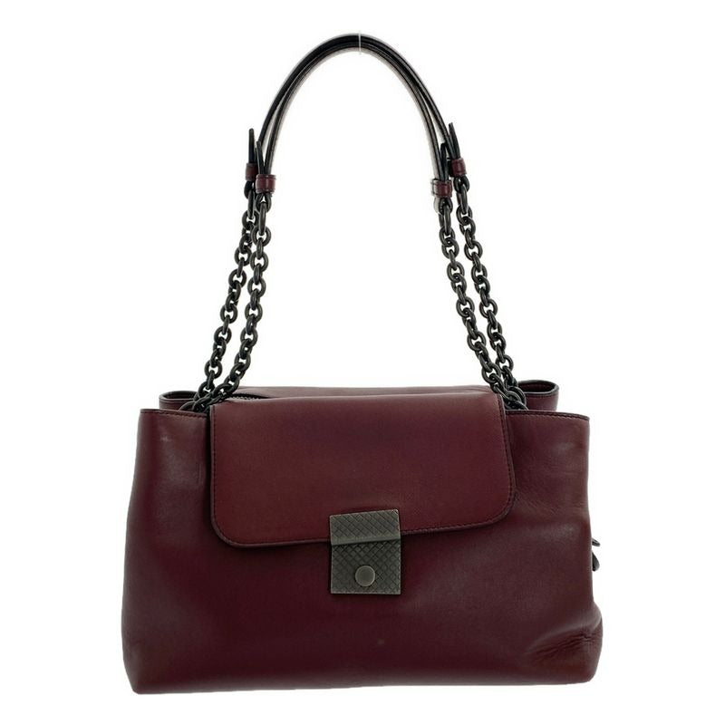 Bottega Veneta Leather Chain Handle Flap Tote Bag Burgundy — view 2