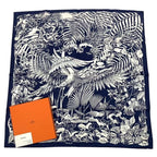 Hermes Carre 90 Scarf Silk Flamingo Party Bee Pattern White