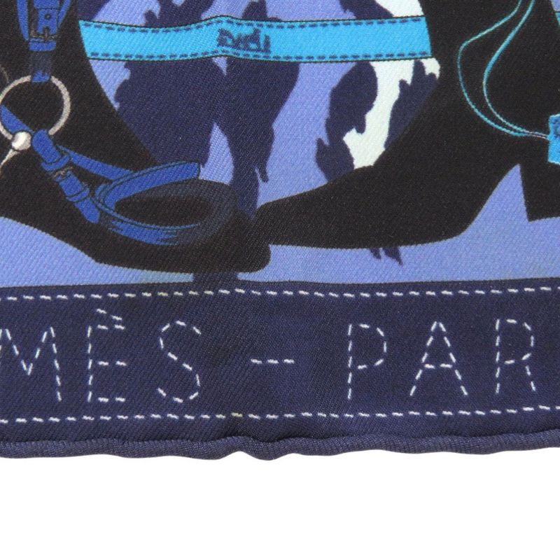 Hermes Carre 40 Monsieur ET Madame & Silk Blue Scarf 0821 — view 8