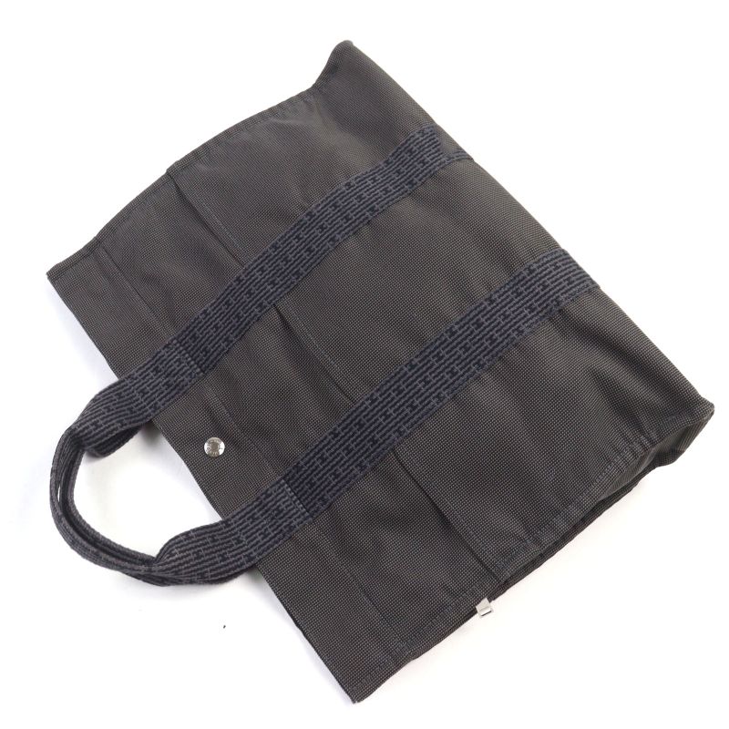 Hermes Her Line Herbag MM Silver Hardware Canvas Tote Bag With H Logo Serie Button — view 5