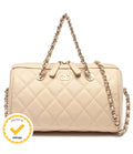 Chanel 2-Way Chain Shoulder Bag Mini Crossbody Gold Caviar Leather Quilted