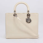 Christian Dior Enamel White Handbag Silver