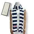 Gucci Shawl Loved Print Border White Blue Scarf