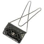 Chanel Brilliant Patent Quilted Chain Wallet Black
