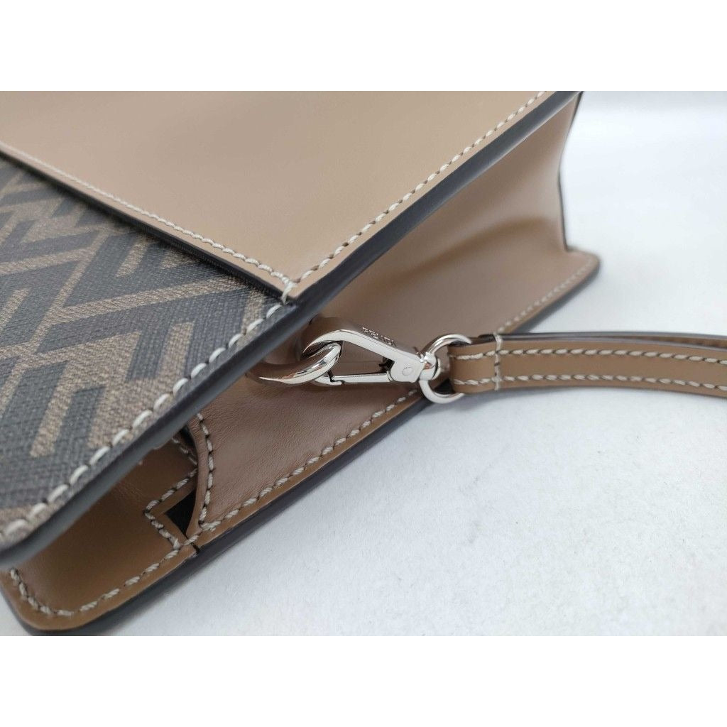 Fendi Clutch Zucca Brown Leather Silver — view 5