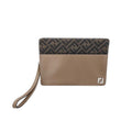 Fendi Clutch Zucca Brown Leather Silver