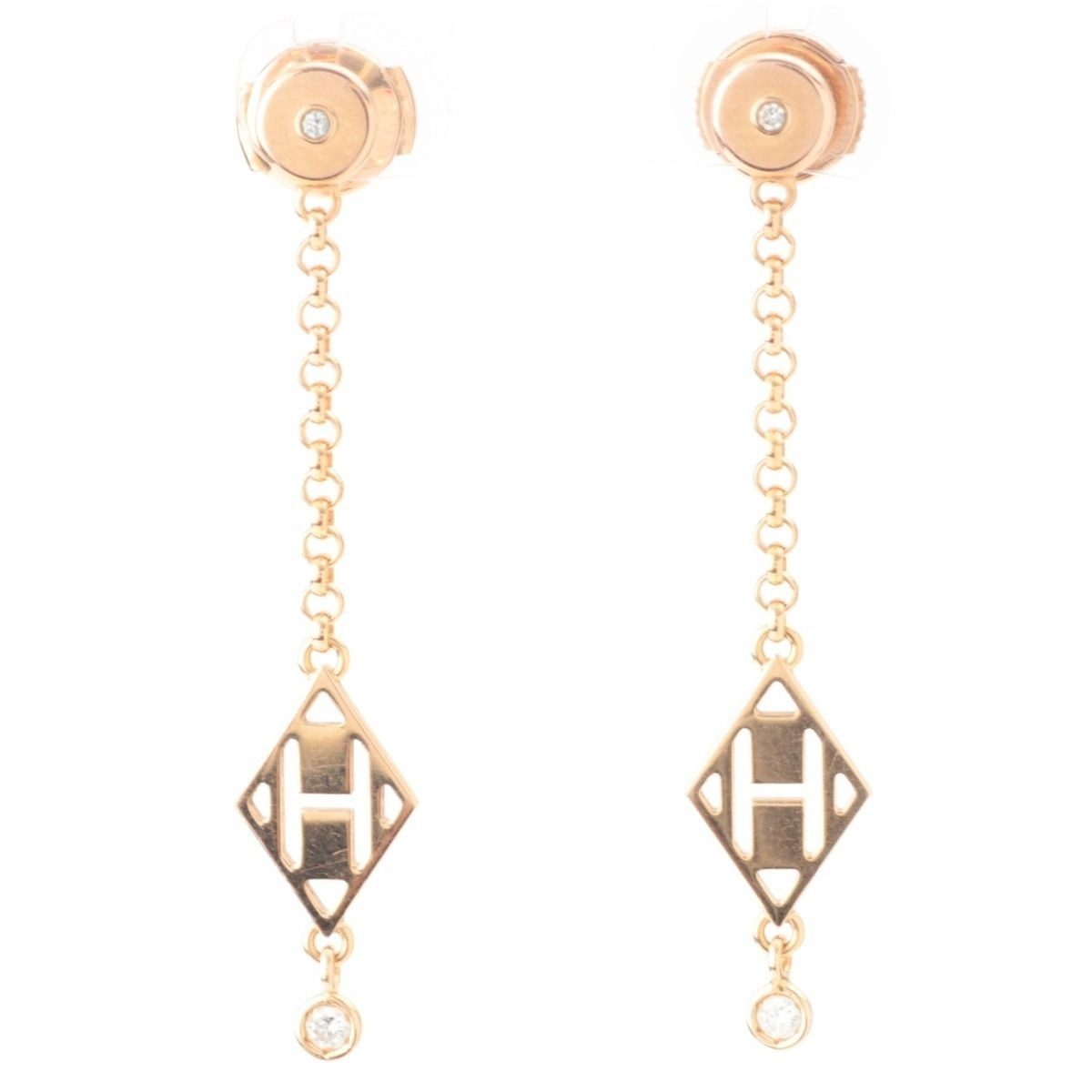 Hermes Libris Diamond Earrings 750 Gambard