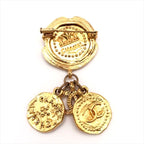 Chanel CC Logo Coin Motif Brooch Gold — view 2