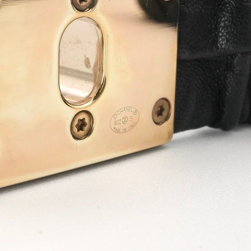 Chanel Black Gold Coco Mark Turnlock Lambskin Belt — view 7