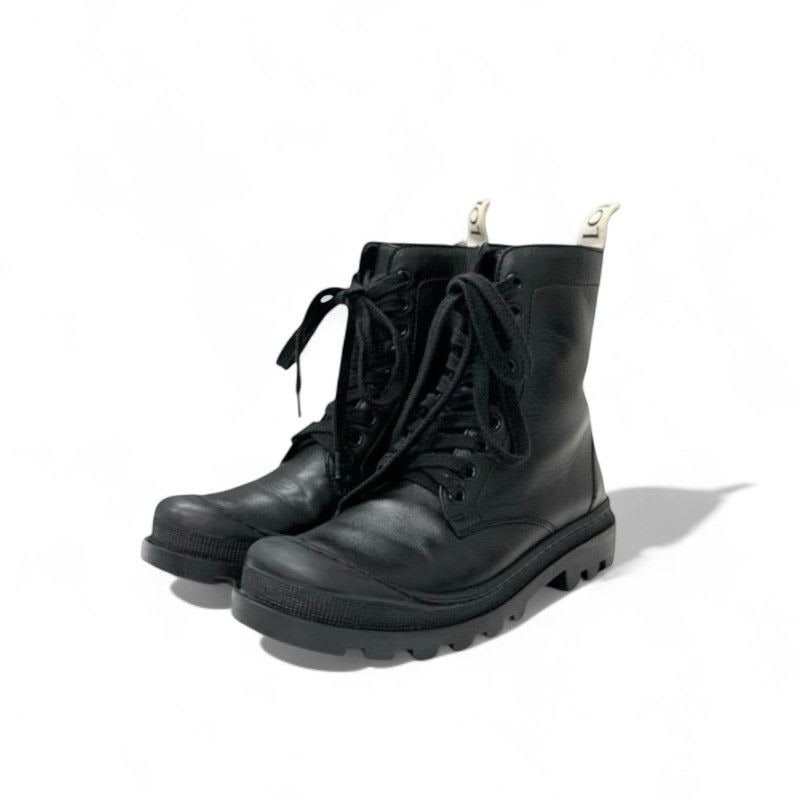 Loewe Boots Short Shoes Leather Black Logo Lace Up Combat