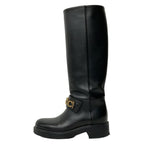 Gucci Long Boots 36 Black Logo Leather
