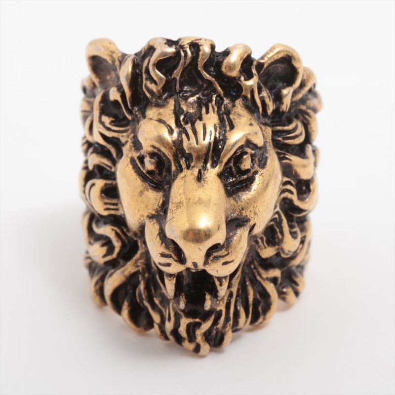 Gucci Michele Period Lion Head GP Ring 15 — view 2