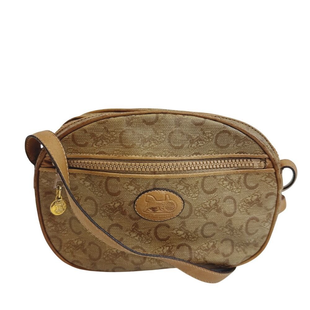 Celine Vintage Salki Pochette C Carriage Pattern Shoulder Bag Brown