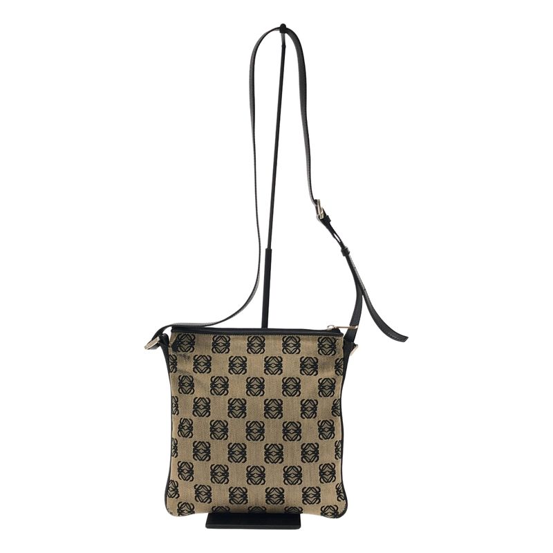 Loewe Anagram Canvas Shoulder Bag Beige Black — view 2