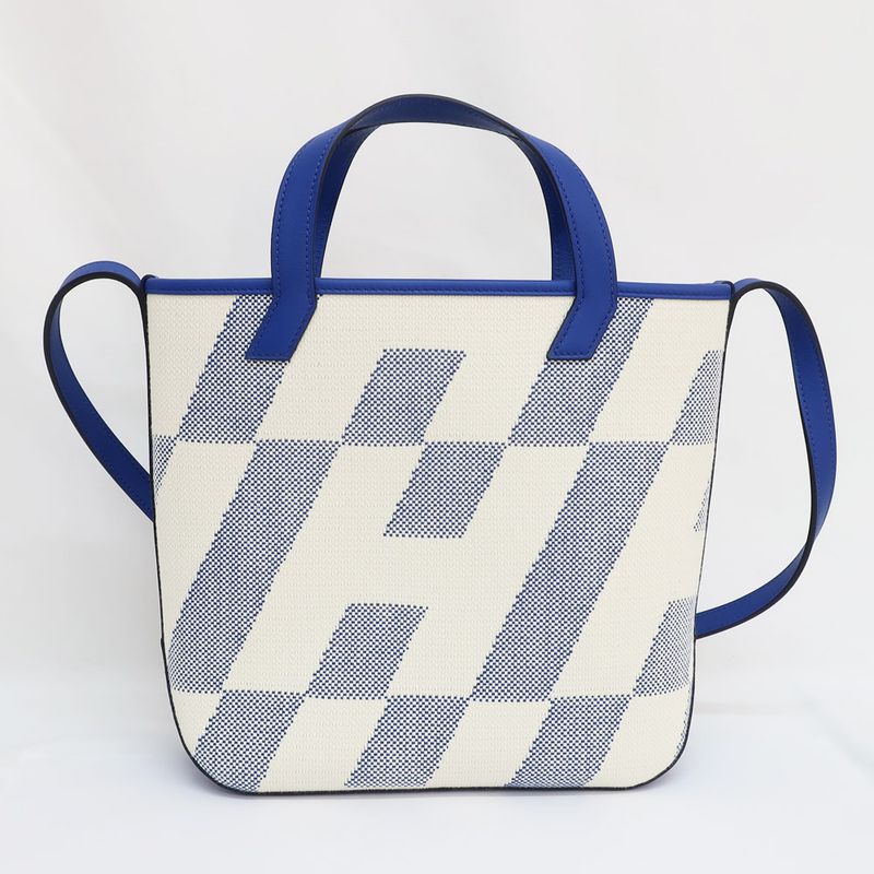 Hermes Ambie PM Shoulder Bag 2-Way Blue White U Stamp Canvas — view 3