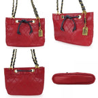 Chanel Shoulder Bag Bicolore Chain Lambskin Red Gold Hardware Mini Drawstrin