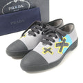 Prada Sneakers Size 5 1 2 low Cut Rubber Wappen Leather Shoes
