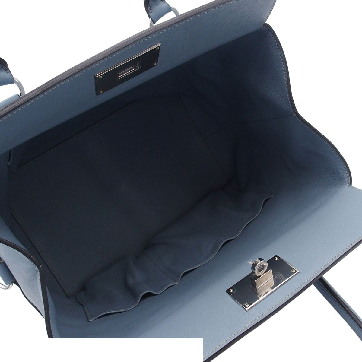 Hermes Toolbox 26 Blue Run Silver Evercolor 2-Way Shoulder Bag — view 5