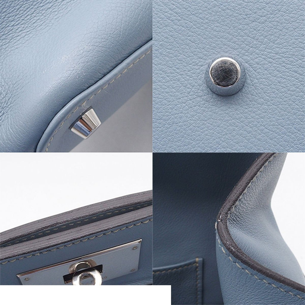 Hermes Toolbox 26 Blue Run Silver Evercolor 2-Way Shoulder Bag — view 8