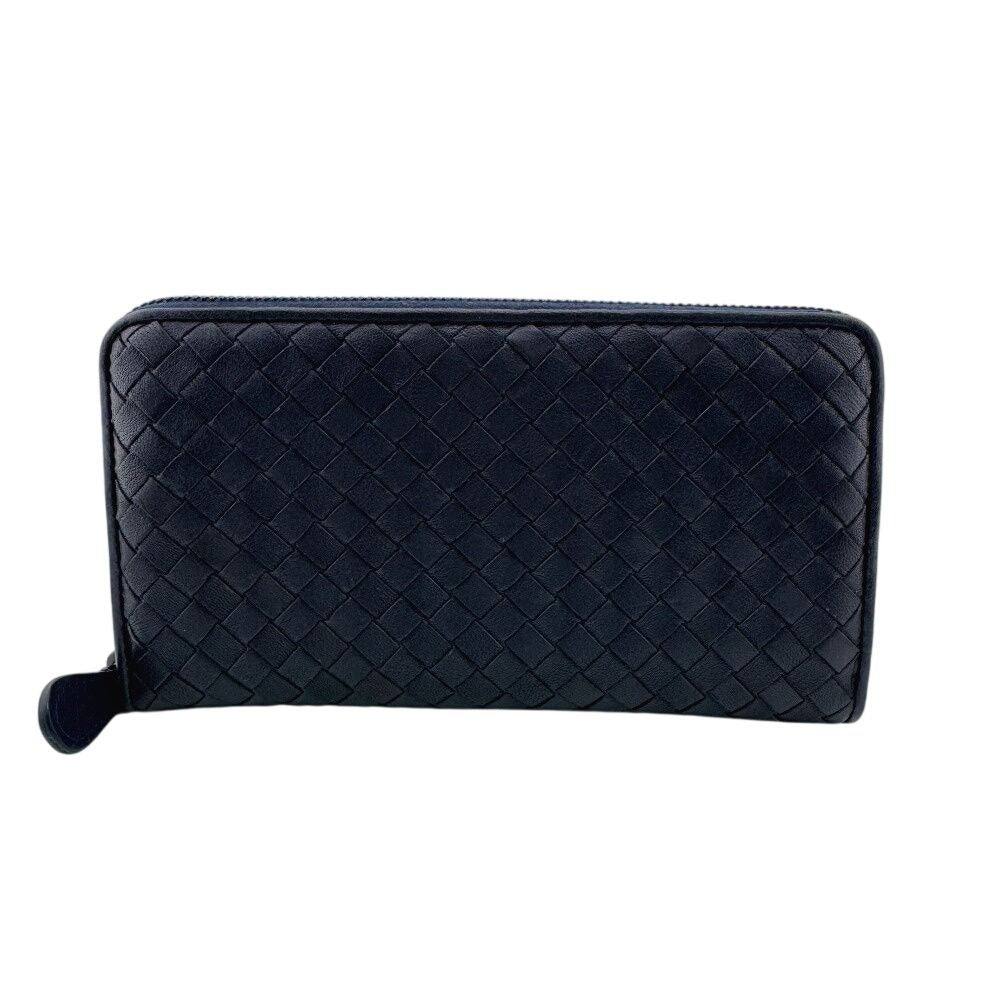 Bottega Veneta Round Zip Wallet Navy