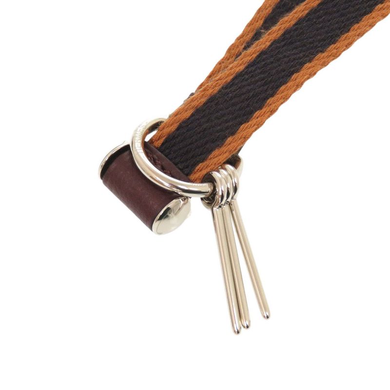 Hermes Carnaby Canvas Leather Brown Silver Hardware Engraved C Necklace — view 3