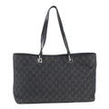 Gucci GG Canvas Leather Tote Shoulder Hand Black