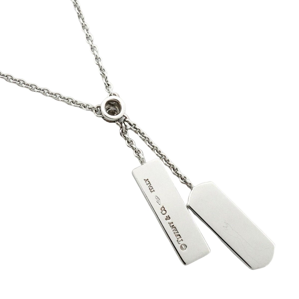 Tiffany & Co Necklace Double Bar 18k White Gold Diamond — view 2