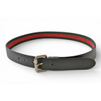 Gucci Belt Reversible 85 Leather Sherry Line Black Green Red — view 2