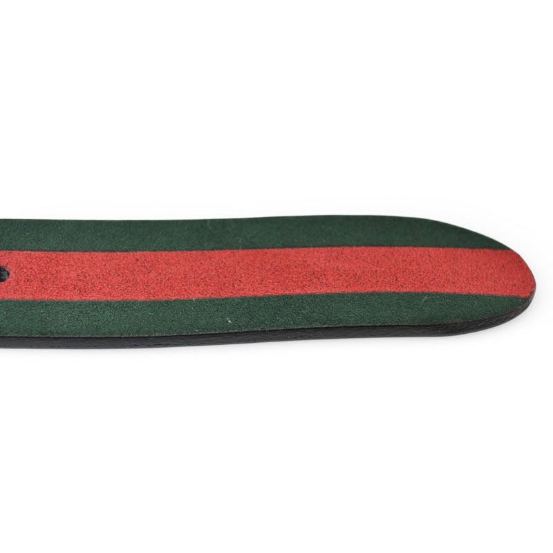 Gucci Belt Reversible 85 Leather Sherry Line Black Green Red — view 5