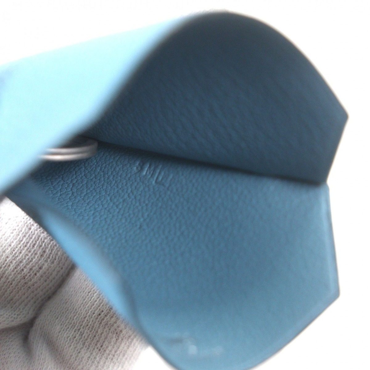 Hermes Large Clochette Leather Martin Margiela Era Key Ring Necklace Blue Jean — view 7