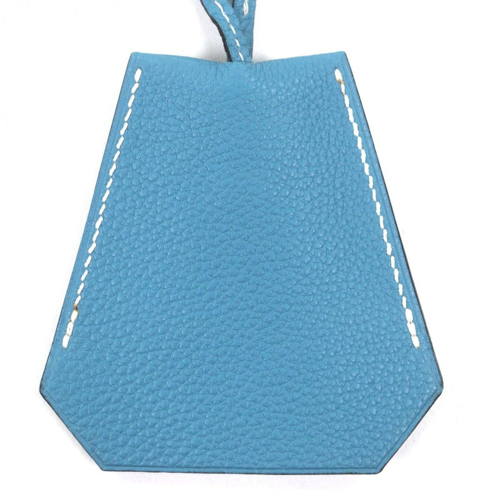 Hermes Large Clochette Leather Martin Margiela Era Key Ring Necklace Blue Jean