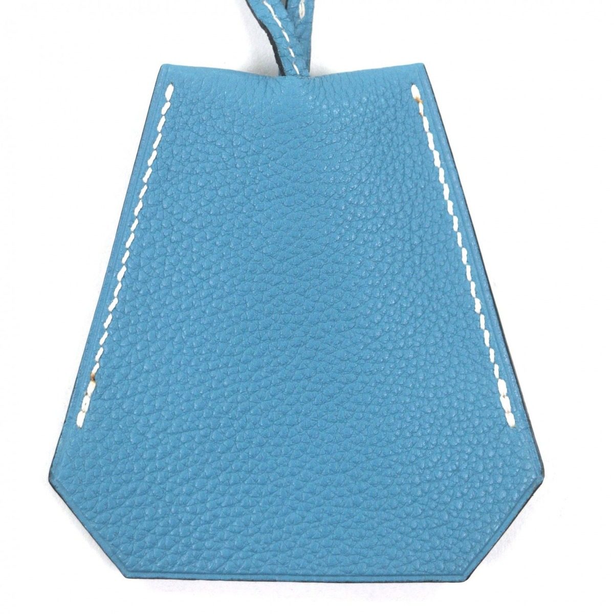 Hermes Large Clochette Leather Martin Margiela Era Key Ring Necklace Blue Jean