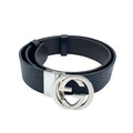 Gucci Interlocking Reversible Leather Brown Black Belt Silver