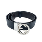 Gucci Interlocking Reversible Leather Brown Black Belt Silver