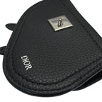 Christian Dior Saddle Pouch Mini Accessories Coin Case Fold Logo Leather Black — view 4