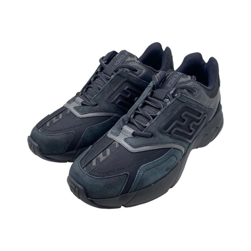 Fendi Sneakers 7 E1555 6 Size FF Logo Rubber Mesh Black