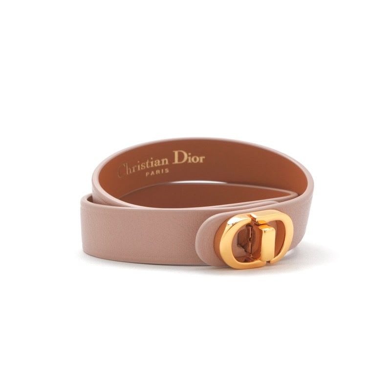 Christian Dior 30 Montaigne Bracelet Double CD Logo Leather Pink — view 2