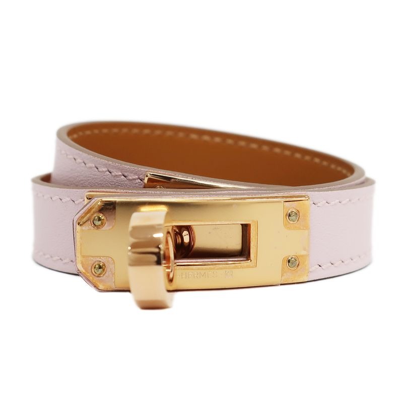 Hermes Kelly Double Tour Bracelet Mauve Peel Gold Hardware — view 2
