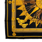 Hermes Carre 90 Silk Scarf Cuillers D'afrique African Spoon Black — view 4